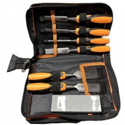 6Pc Wood Working Chisel - Fibre Handles + Stone 6Pc Wood Working Chisel - Fibre Handles + Stone