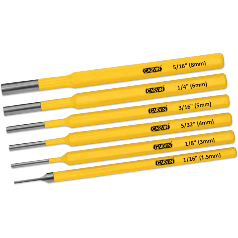 6Pc Drive Pin Punch Set 6"/150mm - 1/16-5/16" (1.5-8mm) 6Pc Drive Pin Punch Set 6"/150mm - 1/16-5/16" (1.5-8mm)